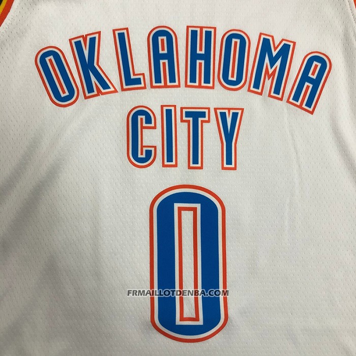 Maillot Oklahoma City Thunder Russell Westbrook NO 0 Association Blanc